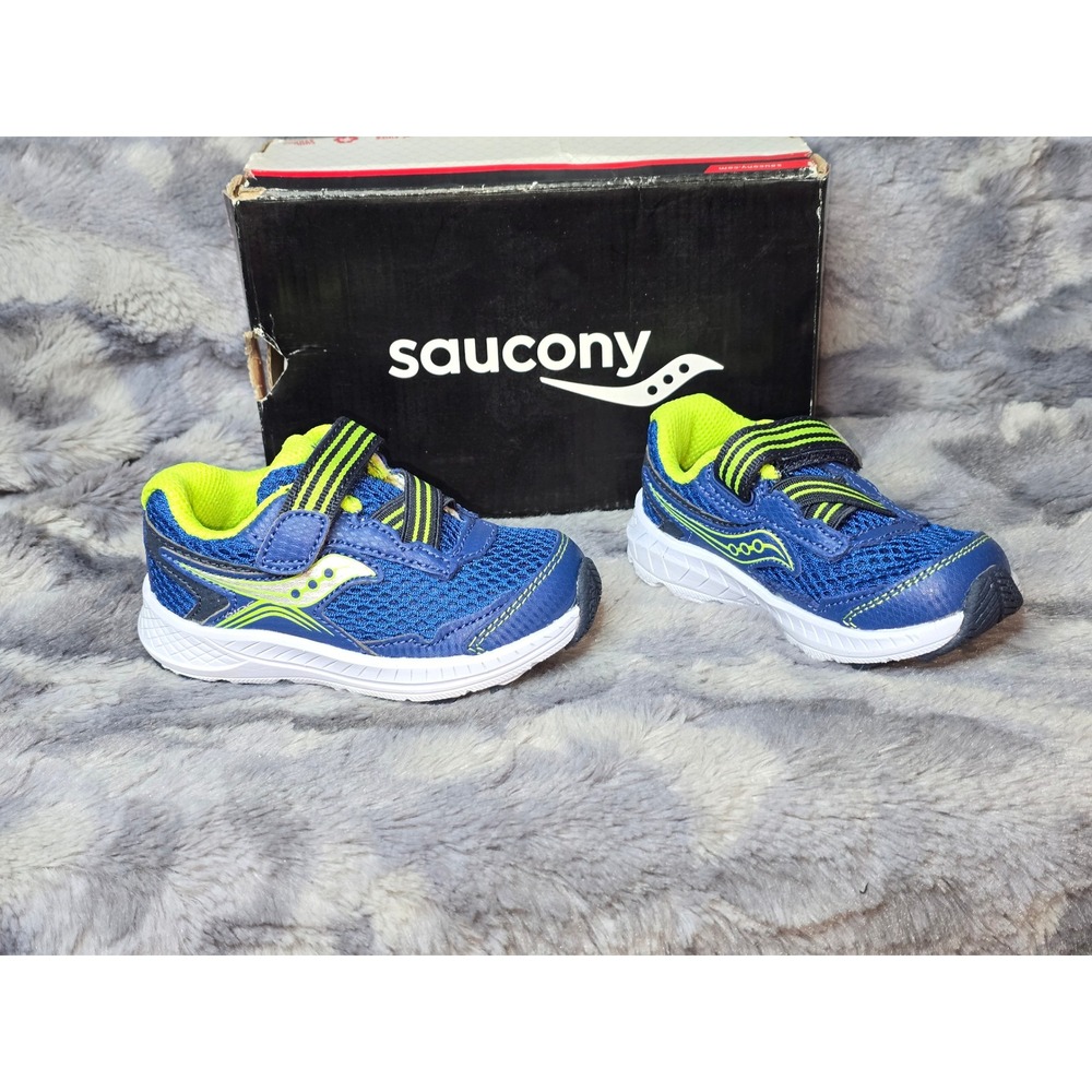NWB Saucony Ride 10 Toddler Boys Running‎ Shoes Blue Yellow Size 4.5